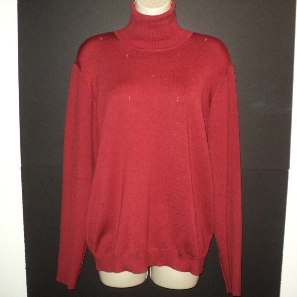 Provence Turtleneck Sweater L Red-Rust Long Sleeve